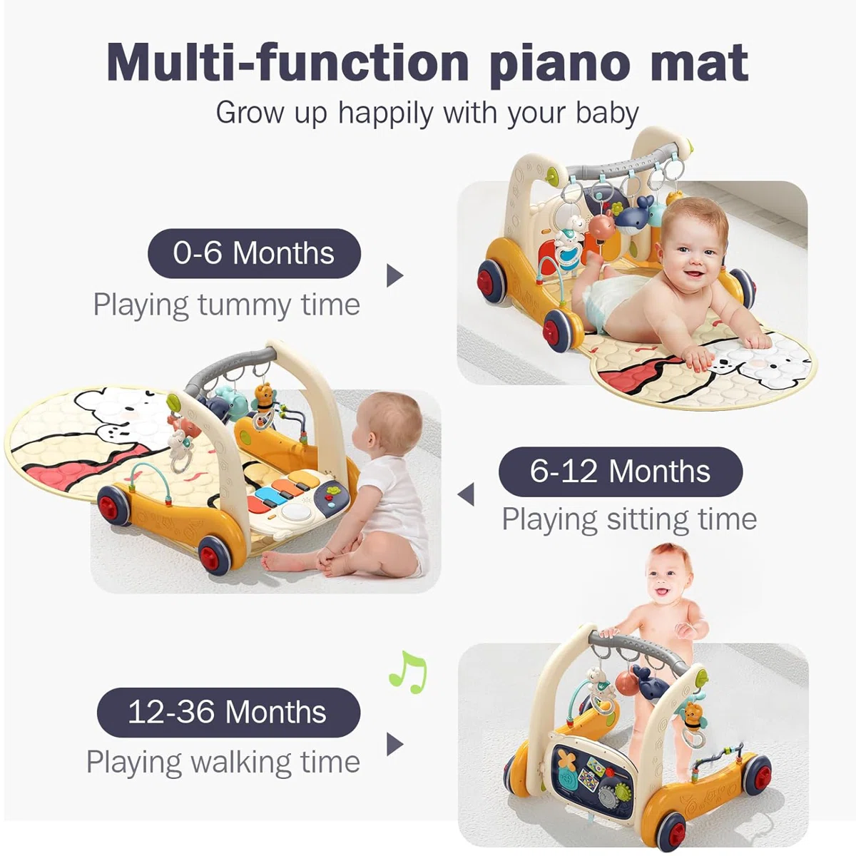 Baby Gym with 5 Hanging Toys Baby Play Mat Boy - Image 3