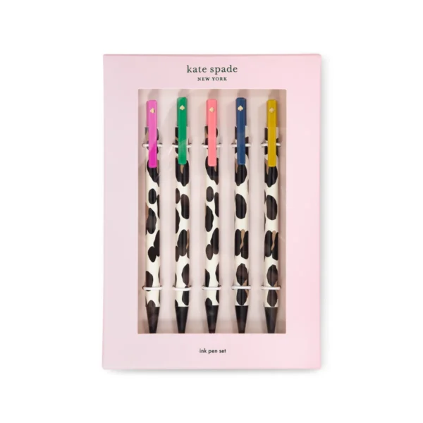 Kate Spade New York Click Pen Set, Forest Feline (Set of 5)