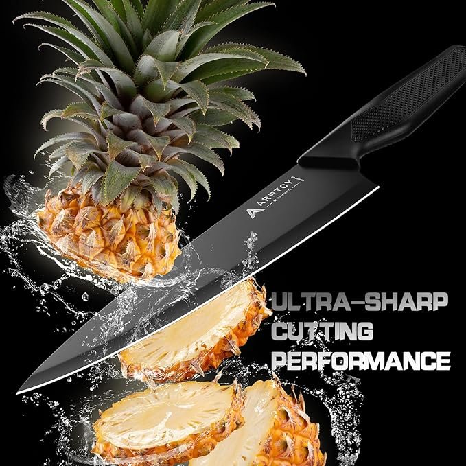 Knife Set - Kitchen Knife Set with Built-in Sharpener - Image 4